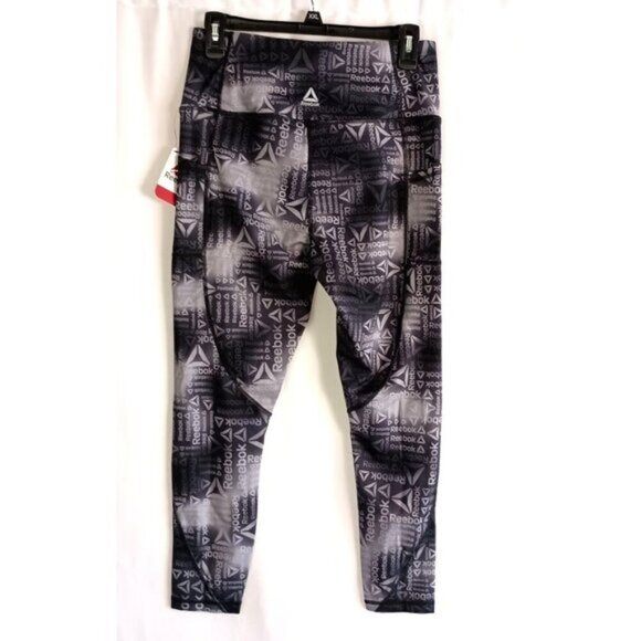 Reebok All Over Print Pocket Leggings 25” Inseam M New Workout Athleisure - Picture 3 of 8